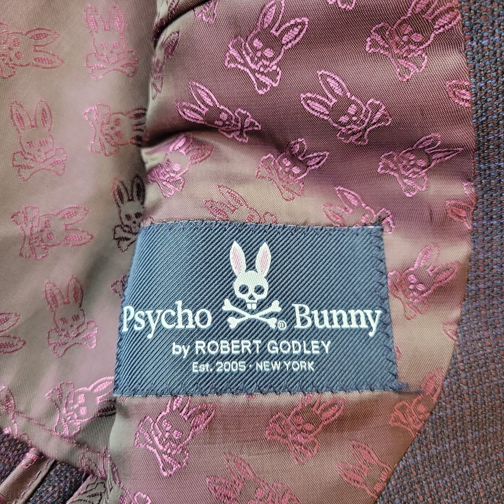 Psycho Bunny Blazer Men's 42R‎ Purple Wool Robert Godley Union Skull Lining - Picture 6 of 13